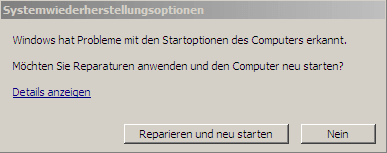 Startoptionen von Windows