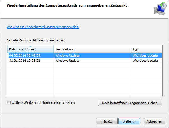 Systemwiederherstellung