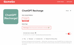 ChatGPT Plus Recharge